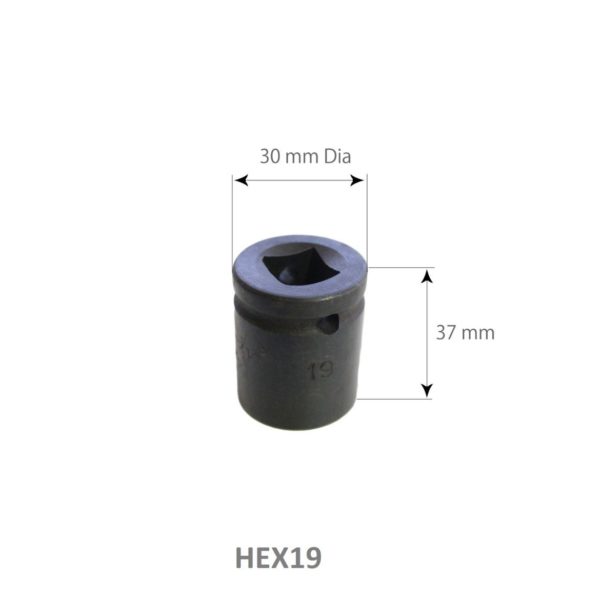 SARV Hex 19mm socket for Wheel Nut Extraction